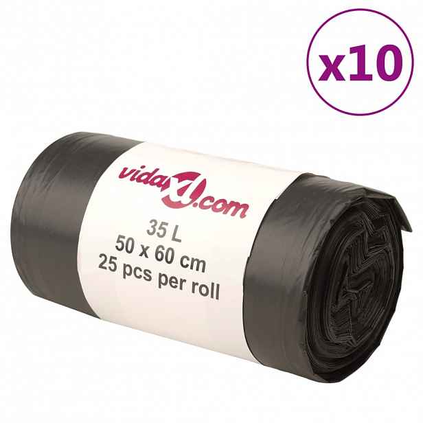 vidaXL Pytle na odpadky 250 ks černé 35 l