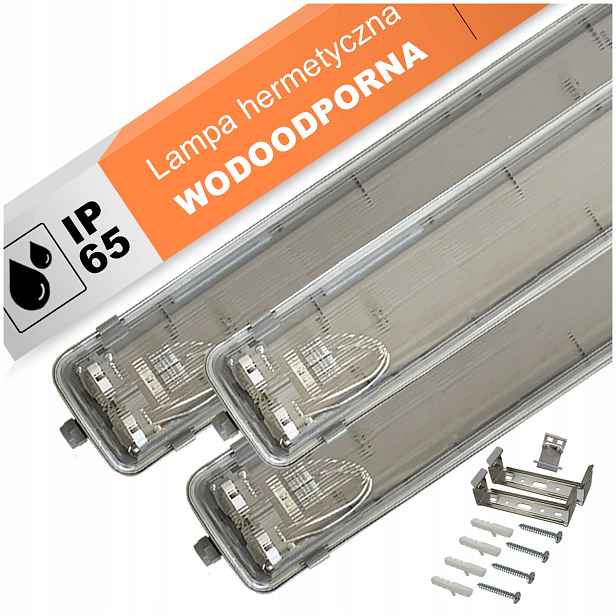 3x Hermetická dílenská lampa 2x120 cm