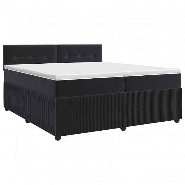 vidaXL Postel boxspring s matrací s čelo Černá 200 x 200 cm Samet