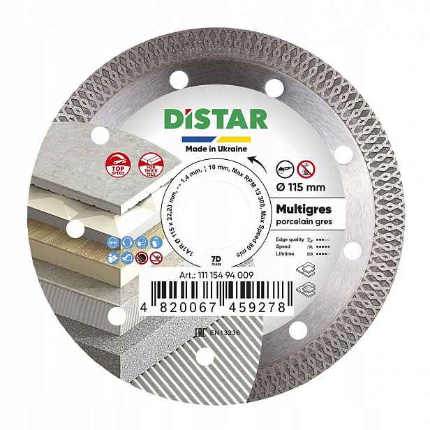 Distar Diamantový Kotouč Řezný 115x1,4x22,23 Na Dlažbu Multigres