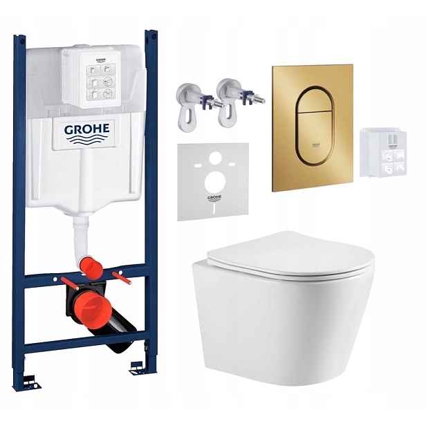 Grohe Rapid Sl s Wc mísou Imprese Elanta a zlatým kartáčovaným tlačítkem