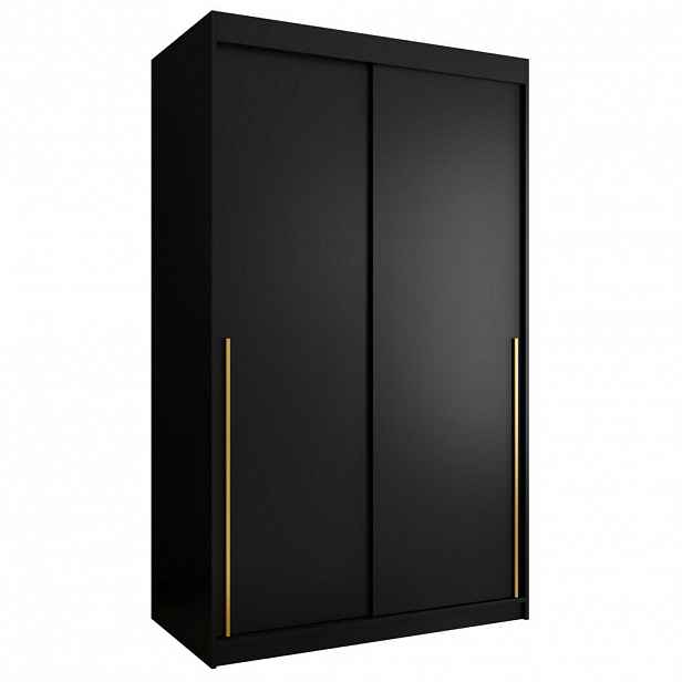 Home Collective ŠATNÍ SKŘÍŇ S POSUVNÝMI DVEŘMI 120 cm šířka, černá se zlatým úchytem