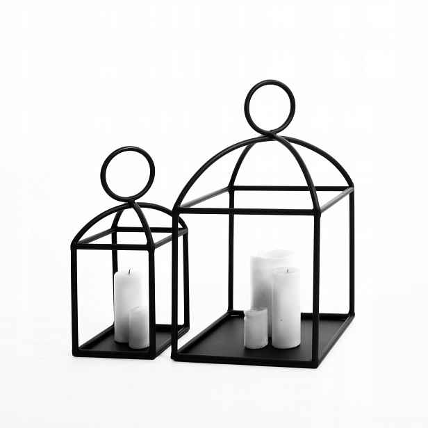 Lampion Lucerny Černé Kov Loft Obývací Pokoj Sada Svařované Silné Lucerny