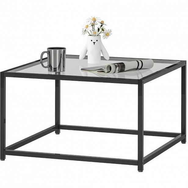Modfu KONFERENČNÍ stolek z tvrzeného skla 68x68x39 cm černý se stabilní ocelovou konstrukcí v industriálním stylu