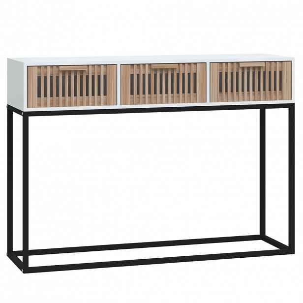 vidaXL Konzolový stolek bílý 105x30x75 cm kompozitní dřevo a železo