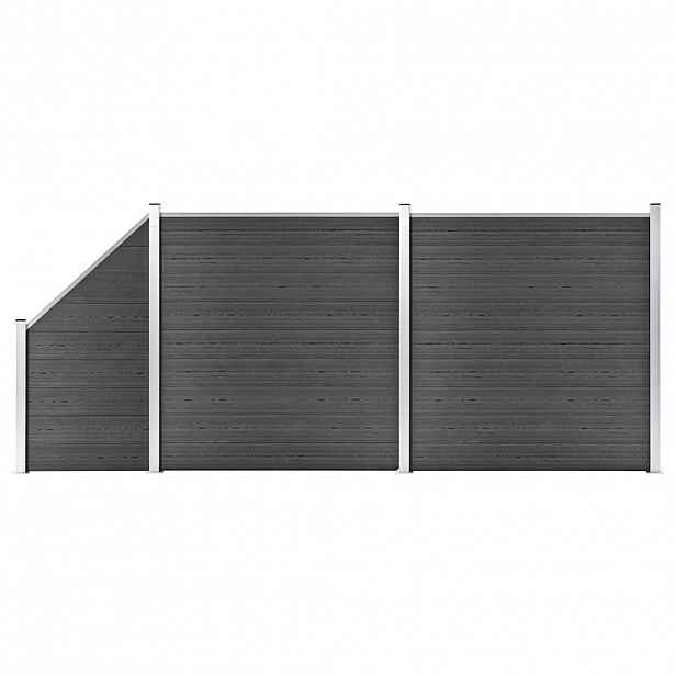 vidaXL Set plotového dílce WPC 446 x (105–186) cm černý