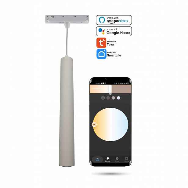 Závěsná lampa Bílá Led WiFi Zigbee Tuba 10W pro kolejnice Smart Track 48VDC