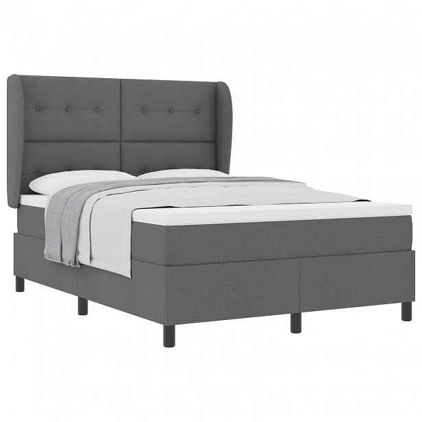 vidaXL Postel s boxspringem s čelo Tmavě šedá 160 x 200 cm textil