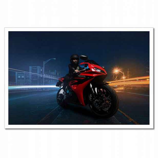 Plakáty v rámu 60x40 Červený motocyklový závodník