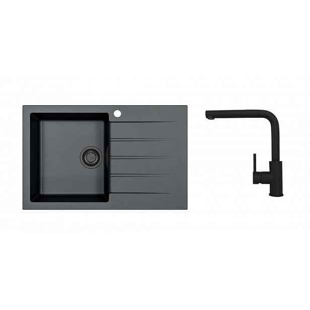 Alveus - Set dřezu Cadit 20 a baterie Zeos-P, deep black SETA25626