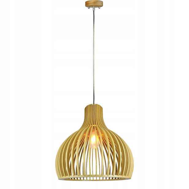 Závěsná lampa dřevěná světlé dřevo kulatá 35 cm do obývacího pokoje ložnice V-tac