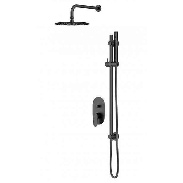 Cersanit Inverto - Sprchový set s baterií pod omítku, s tělesem, průměr 25 cm, černá S952-006