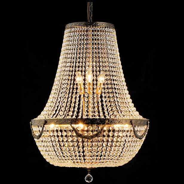 Hnědozlatý antik křišťálový lustr Ethan  - Ø 60*85/200 cm E14/max 12*40W Clayre & Eef