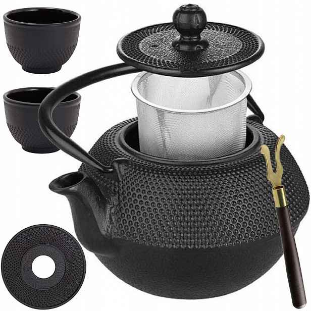 Sada Litinových Čajových Zázvorů 850 ML S Podložkou 2 Šálky Elegantní