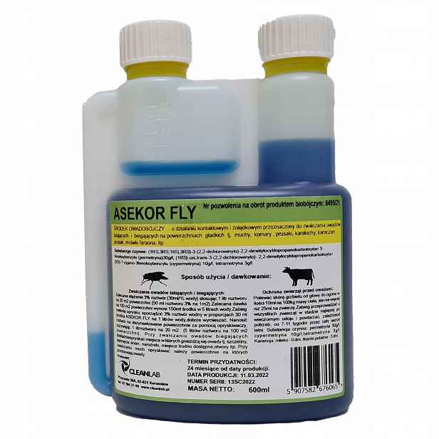 Tekutina proti hmyzu pro skot Asekor Fly 600 ml ne