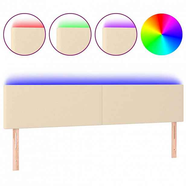 vidaXL Čelo postele s LED krémové 180x5x78/88 cm textil