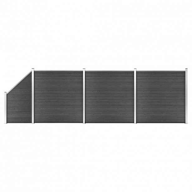 vidaXL Set plotového dílce WPC 619 x (105–186) cm černý