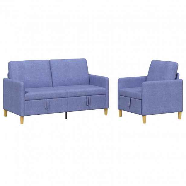 vidaXL Sedačka se storage 2 ks Modrá džínovina Polyester