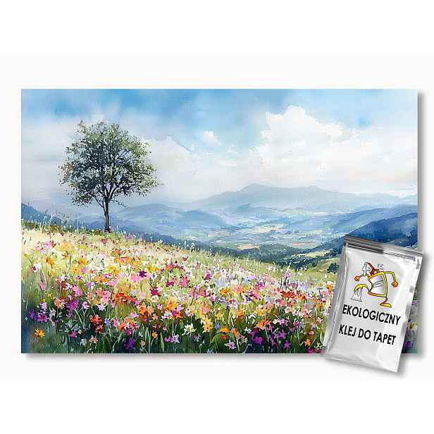 Fototapeta Flizelina Jaro Léto Hory Louka Květiny Dřevo 208x146 130g