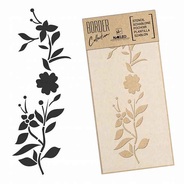 Malířská šablona Bordura Opakovaně Použitelný 45x95 cm Border Květiny Ornament Dekor