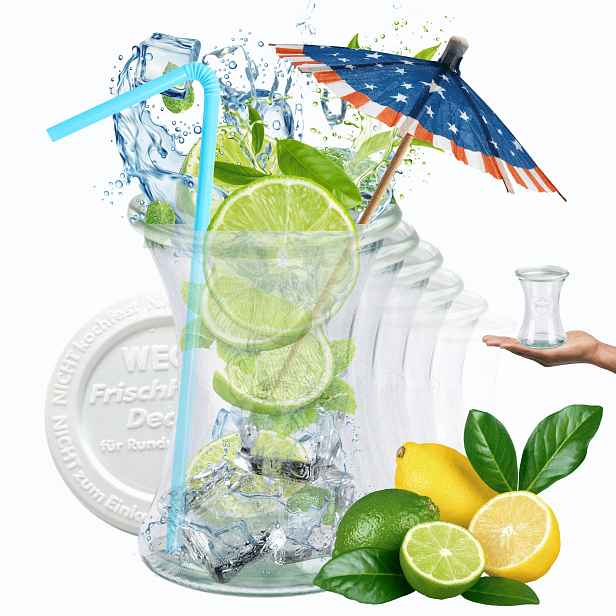Sklenice Weck 370 ml pohárků Deli žáruvzdorné plastové víčka 6 Ks
