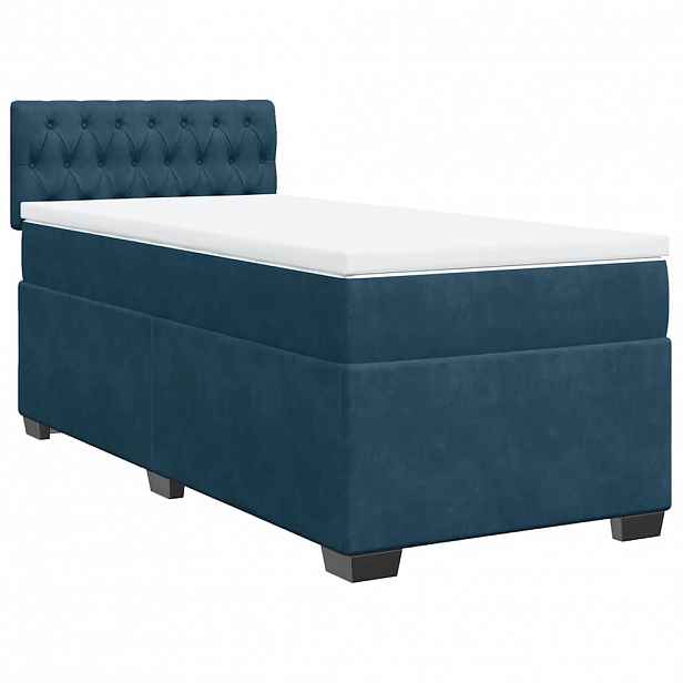 vidaXL Box spring postel s matrací tmavě modrá 100x200 cm samet