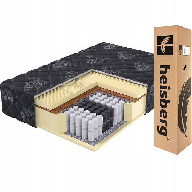 Matrace 80x200 Dark exclusive H3 pocket zón Masážní kokos 24 cm Heisberg