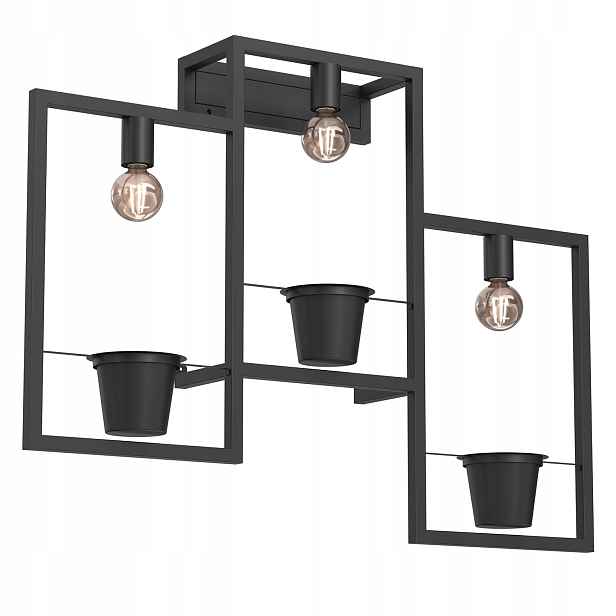 Trojité nástěnné svítidlo černé s květinovým záhonem do obývacího pokoje 98 cm Luminex