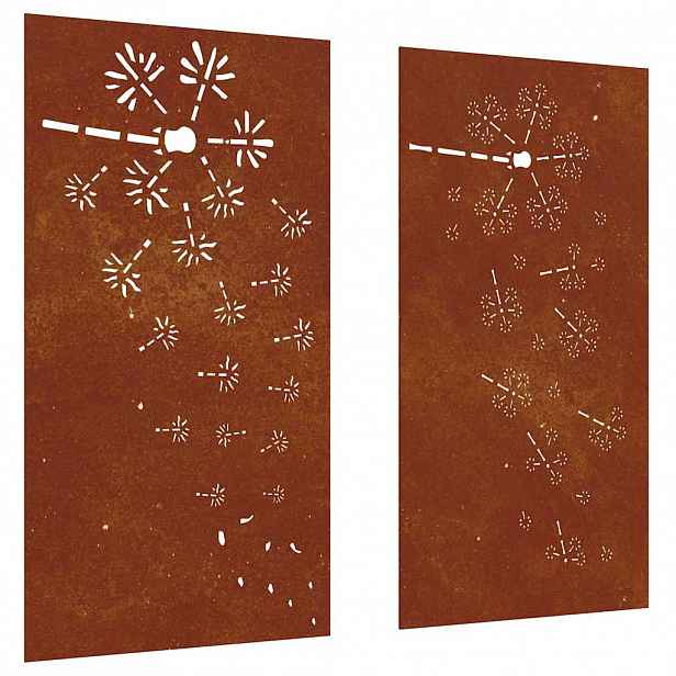 vidaXL Zahradní nástěnné dekorace 2 ks 105x55cm cortenová ocel Květina