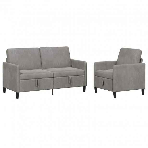 vidaXL Sedačka se storage 2 ks Světle šedá Polyester