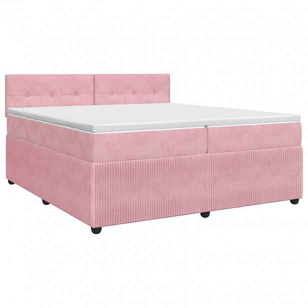 vidaXL Postel boxspring s matrací s čelo Růžová 200 x 200 cm Samet