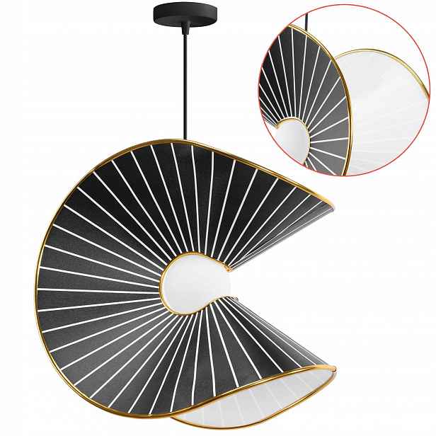 Elegantní závěsná lampa Černá Zlatá Stylová lampa Vlna Bílá Zlatá Černá