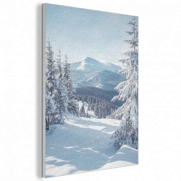 MuchoWow AKUSTICKÝ obraz Zimní krajina - Příroda - Hory - Stromy - Sníh 70x100 cm