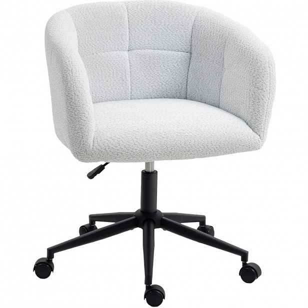 OKWISH KANCELÁŘSKÁ židle 65 x 59 x 75–85 cm krémová z polyesteru s otočným sedákem a kolečky
