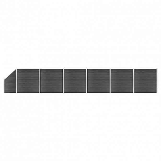 vidaXL Set plotového dílce WPC 1138 x (105–186) cm černý
