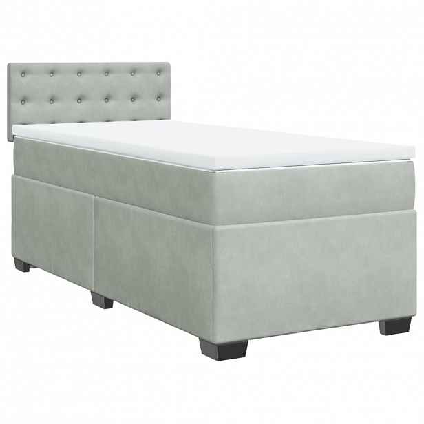 vidaXL Box spring postel s matrací světle šedá 100x200 cm samet