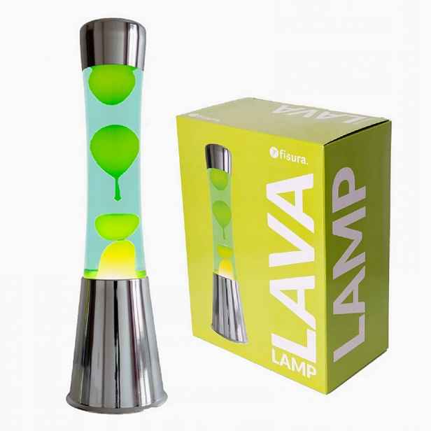 Lávová lampa magma Lava Lawa lampa LT1051 Zelená žlutá Fisura magmatická