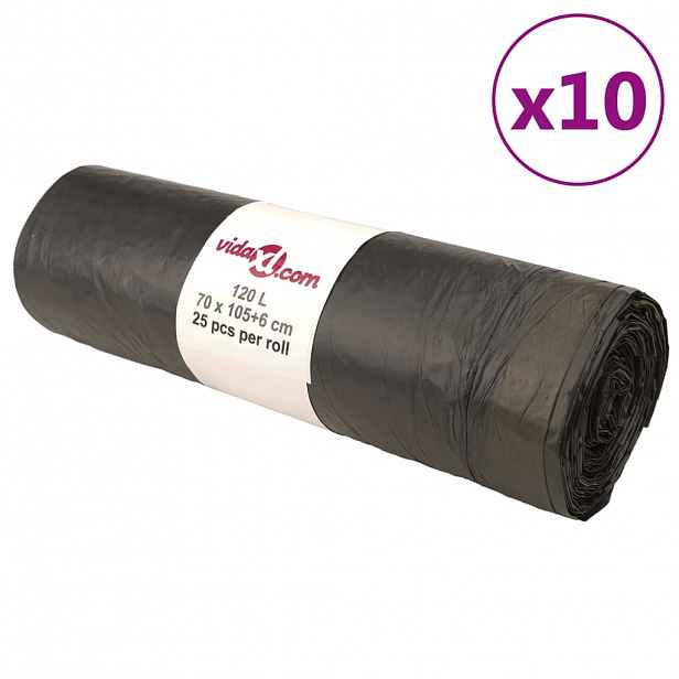 vidaXL Pytle na odpadky se stahovacími šňůrkami 250 ks černé 120 l