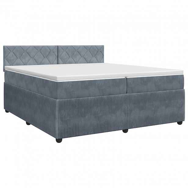 vidaXL Postel boxspring s matrací s čelo Tmavě šedá 200 x 200 cm Samet