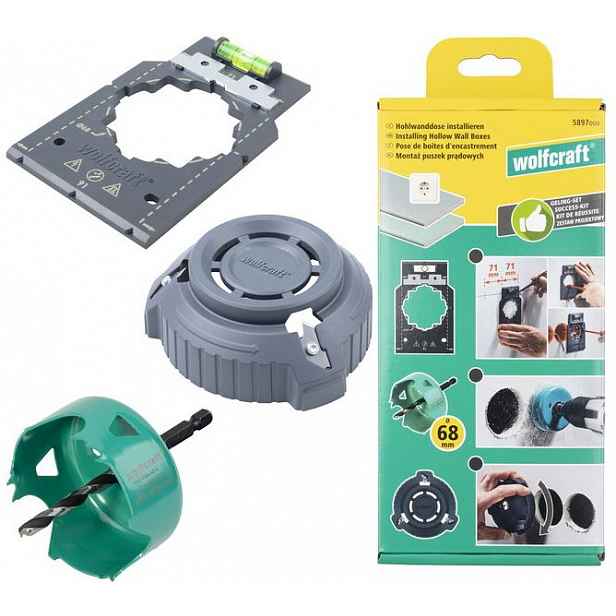Sada pro montáž elektrických krabic do suché zástavby, Wolfcraft