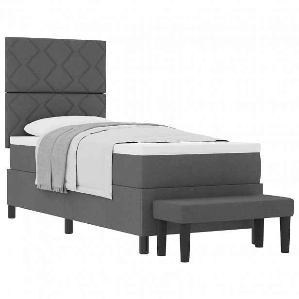 vidaXL Postel s boxspringem s čelo Tmavě šedá 80 x 200 cm textil