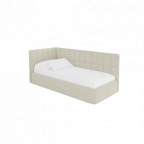 ALTDECOR JEDNOLŮŽKOVÁ POSTEL pro mládež s úložným prostorem, vpravo - TULY 90x200 béžová