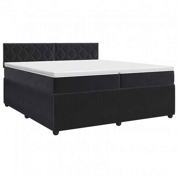 vidaXL Postel boxspring s matrací s čelo Černá 200 x 200 cm Samet