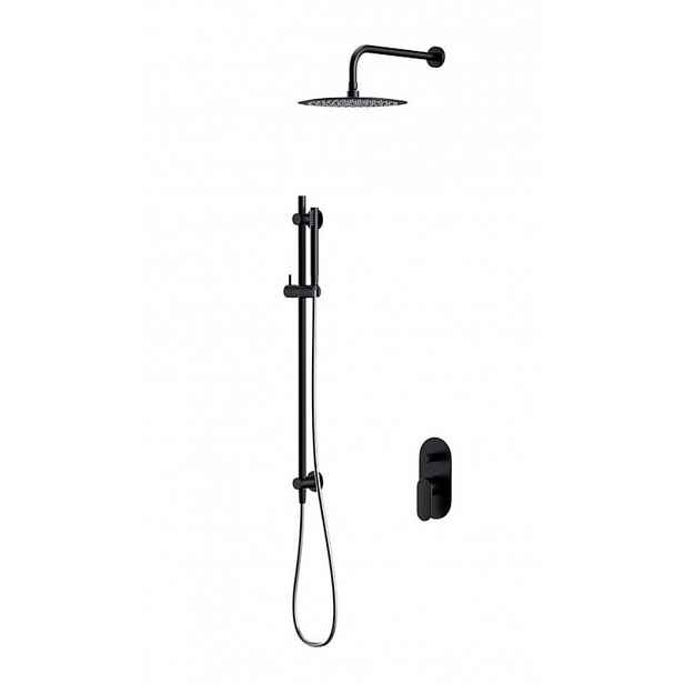 Cersanit Crea - Sprchový set s baterií pod omítku, s tělesem, průměr 25 cm, černá S952-009