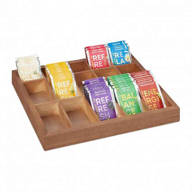 Relaxdays ORGANIZÉR Přírodní dřevo 15 přihrádek 32x26x3,5 cm