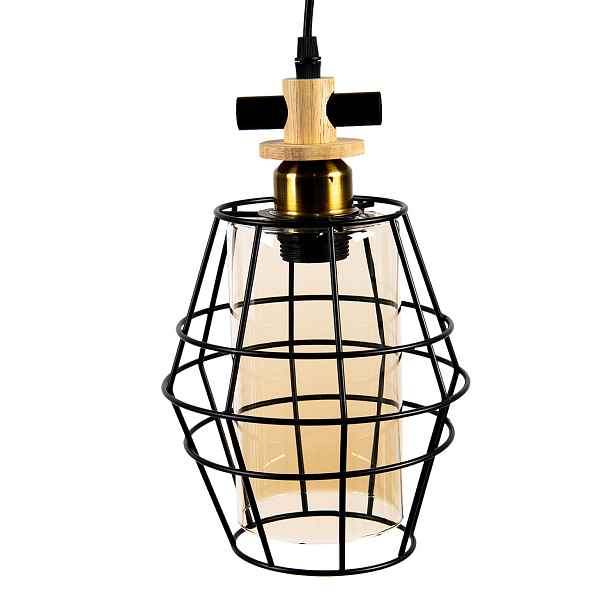 Závěsná černí industriální lampa - 22*18 cm E27/max 1*40W Clayre & Eef