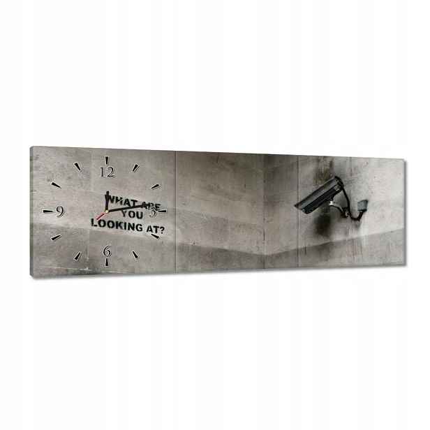 Hodiny 90x30 Banksy Graffiti kamera