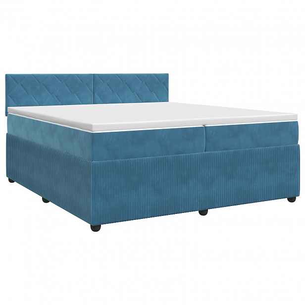 vidaXL Postel boxspring s matrací Tmavě modrá 200 x 200 cm Samet