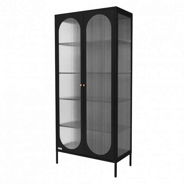 ML-DESIGN VYSOKÁ VITRÍNA 80 x 175 x 40 cm, černá, z oceli