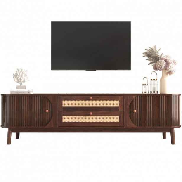 OKWISH TV stolek 170/46/39,5 cm přírodní z MDF s dvířky a zásuvkami
